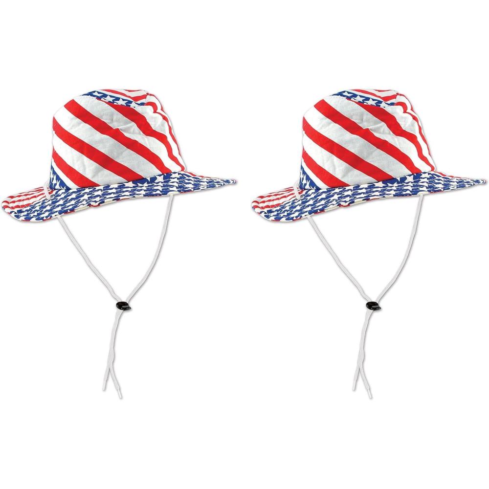 imageBeistle Glitz N Gleam Uncle Sam Top Hat Independence Day Memorial Day Patriotic Stars ampamp Stripes Novelty Photo PropPatriotic Flag Hat 2pack