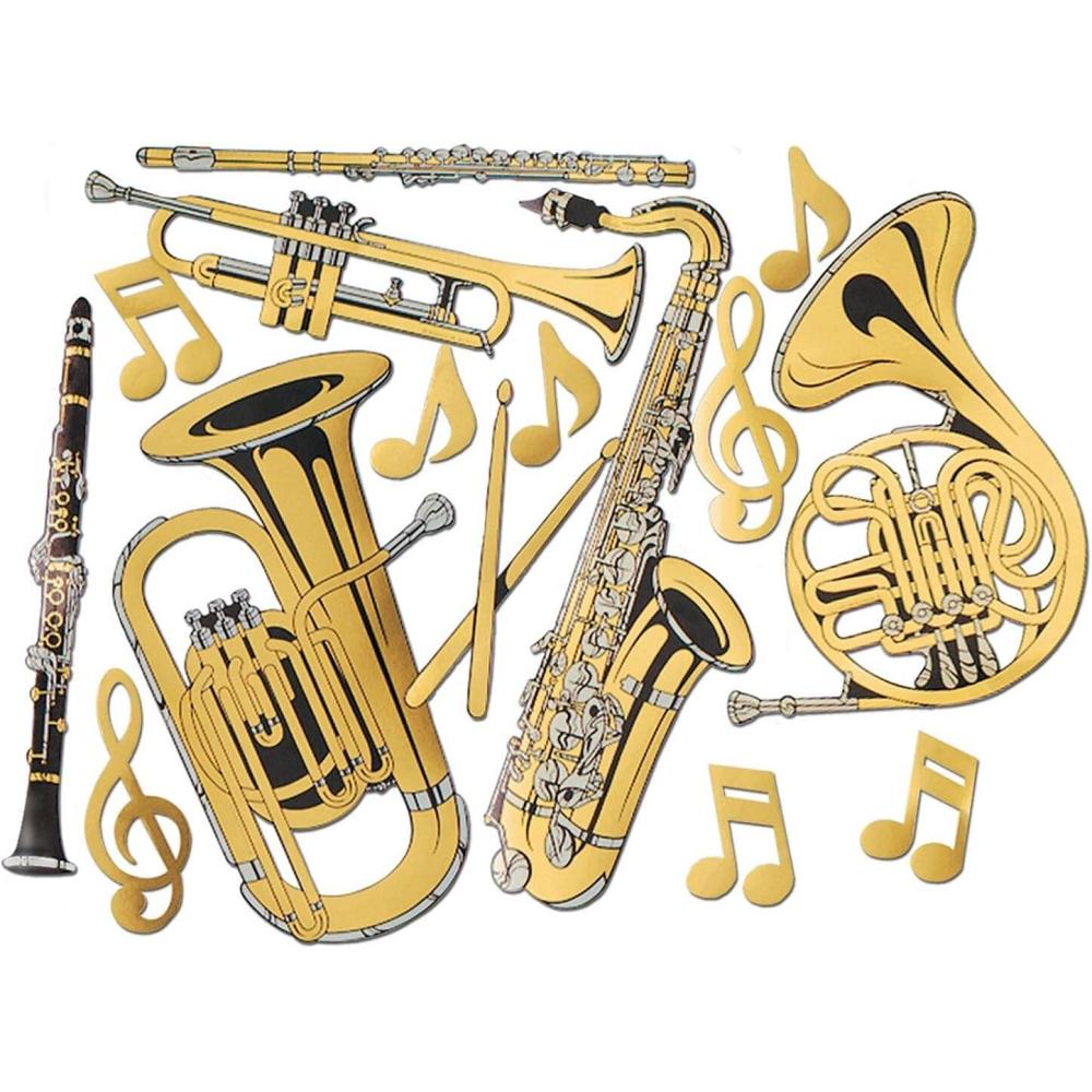 imageBeistle Gold Foil Musical Instruments CutoutsGold Foil Musical Instrument Cutouts 15Pack