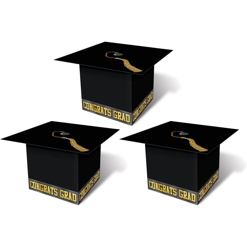 imageBeistle Grad Cap Favor Boxes 314 by 314Inch BlueBlack