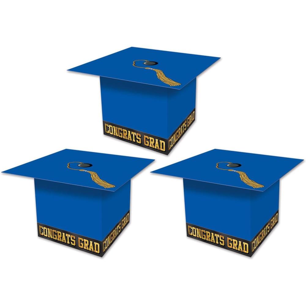 imageBeistle Grad Cap Favor Boxes 314 by 314Inch BlueBlue