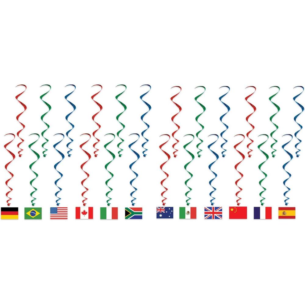 imageBeistle International Flag Whirls 10 Piece MulticoloredInternational Flag Whirls 24Pack
