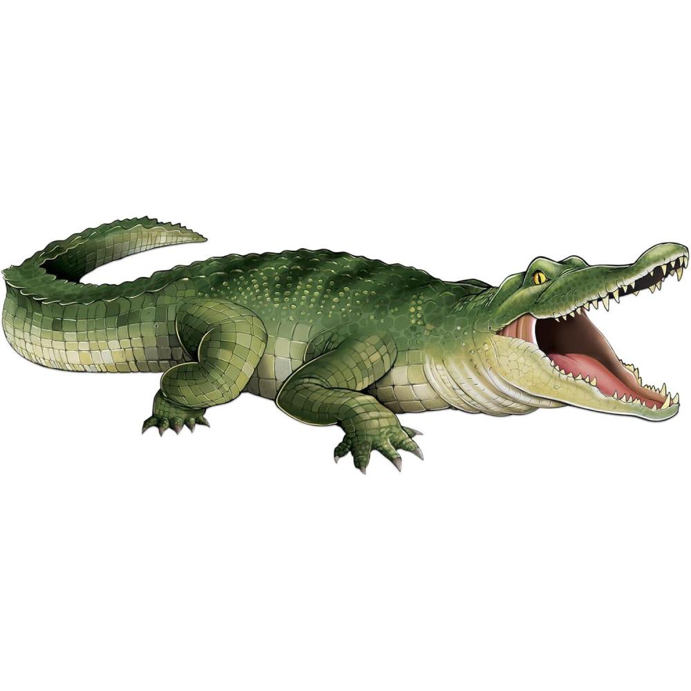 imageBeistle Jointed Crocodile Decoration OneSided Printed Reptile Cutout Wall Dcor for Australian International Zoo Animal Birthday or Mardi Gras Party Themes 14quot x 3 425