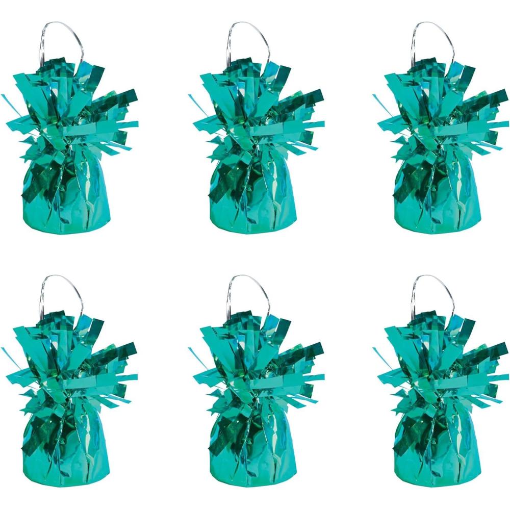imageBeistle Metallic Wrapped Balloon Weight  6 Pack Turquoise Balloon Centerpiece Bouquet Holders Party Decoration Accessories for Birthdays Weddings Graduations and Retirement Celebrations 6 Oz