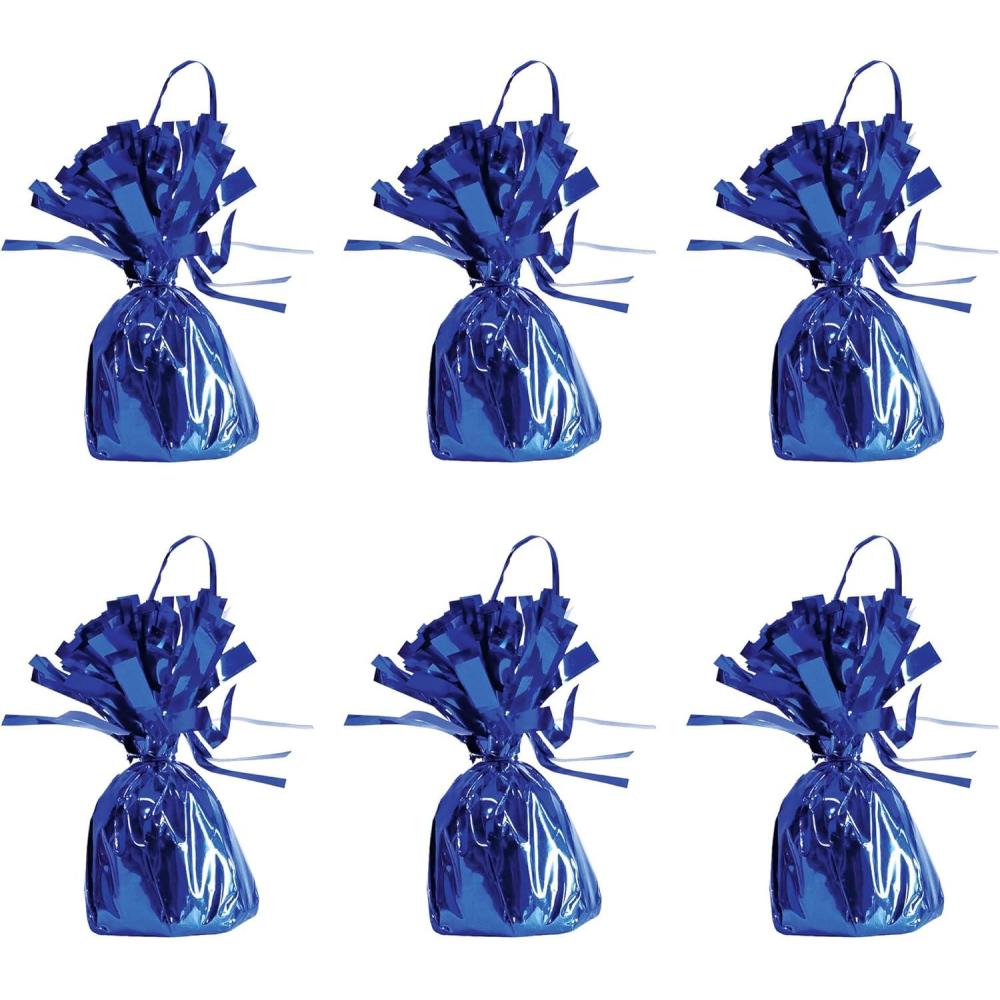 imageBeistle Metallic Wrapped Balloon Weights Set of 6 Blue Party Decorations with Loop for Balloons Centerpieces and Table Dcor for Birthdays Events and Celebrations 6 oz