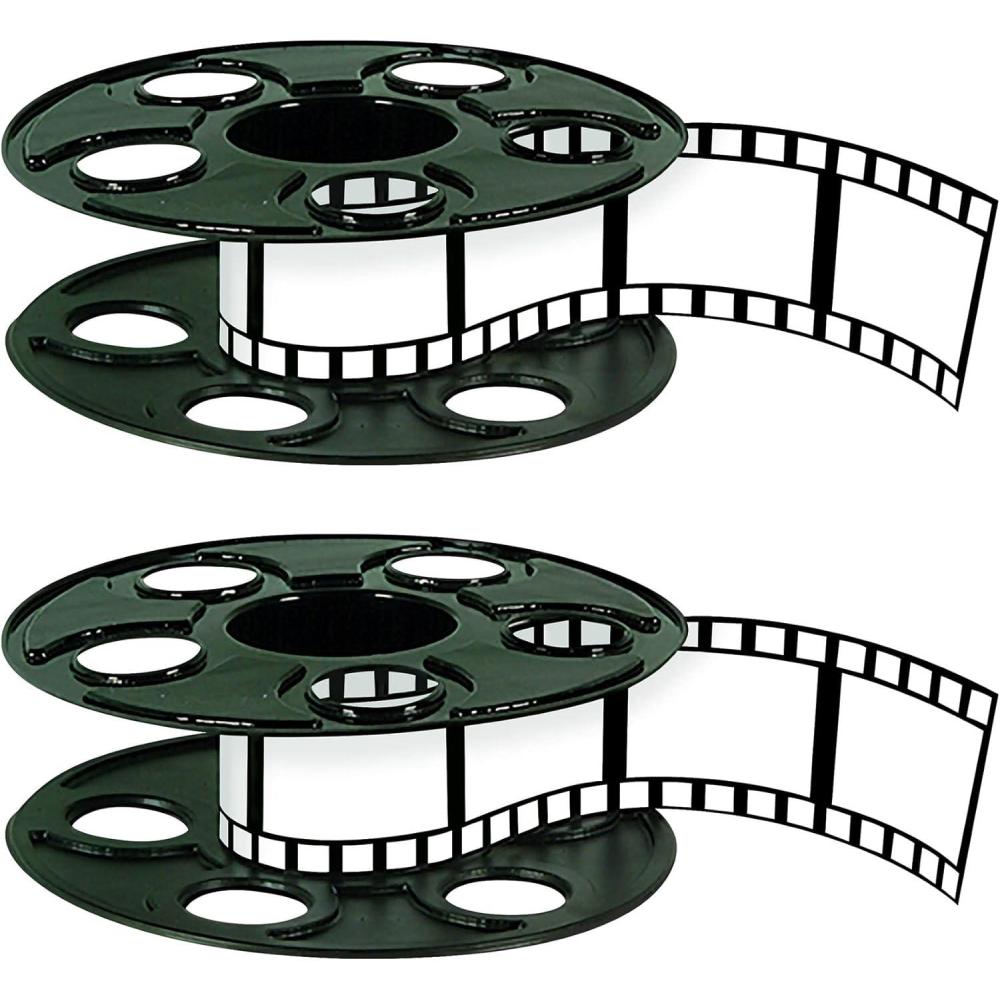 imageBeistle Movie Reel with Filmstrip Centerpieces 2Count Thin Plastic 3D Cinema Reels with 15Foot Filmstrips Customizable Hollywood Party Decorations for Red Carpet Events ampamp Theater Themes 9quot9  15