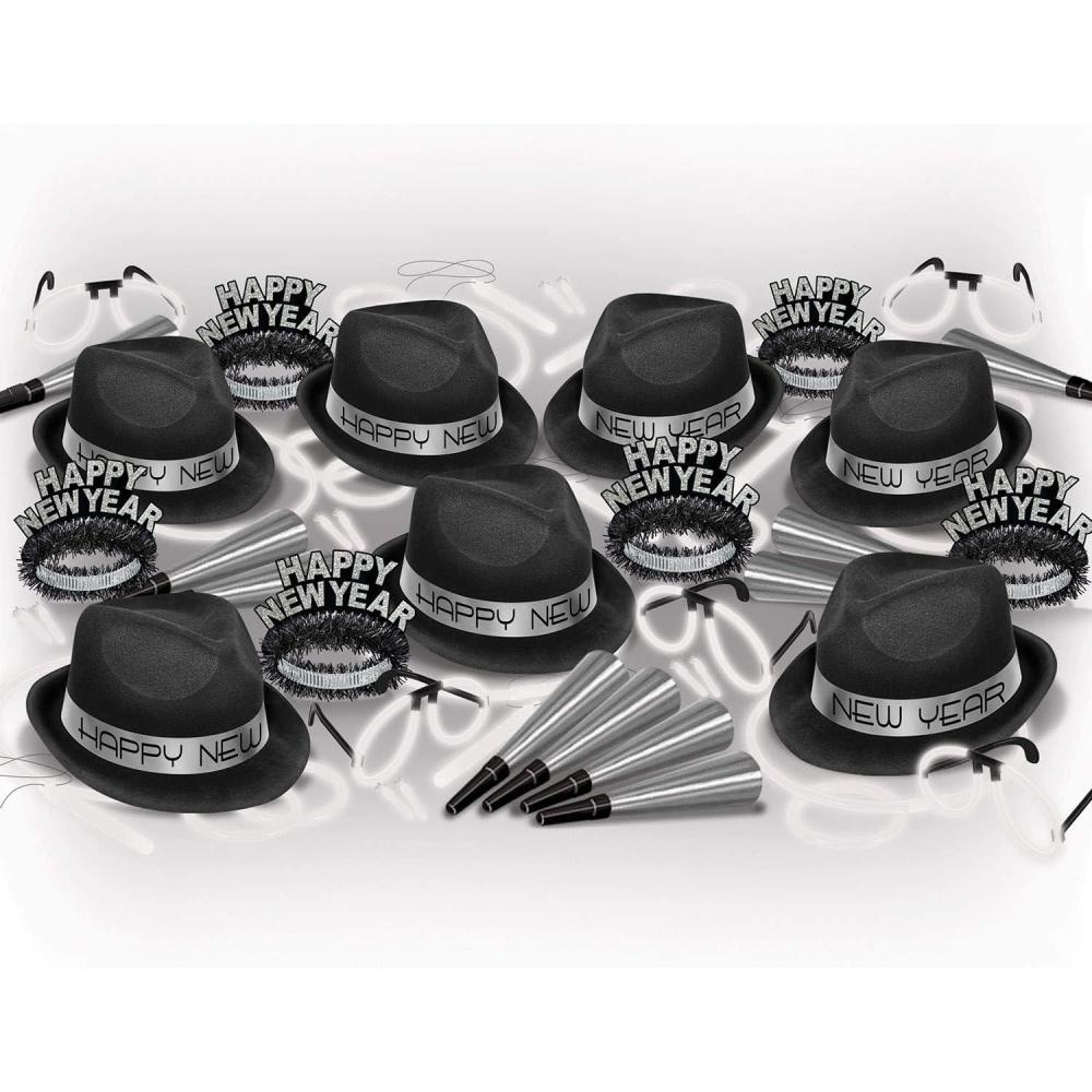 imageBeistle New Year Party Kit Black and Silver Assorted Pack for 50Black and Silver