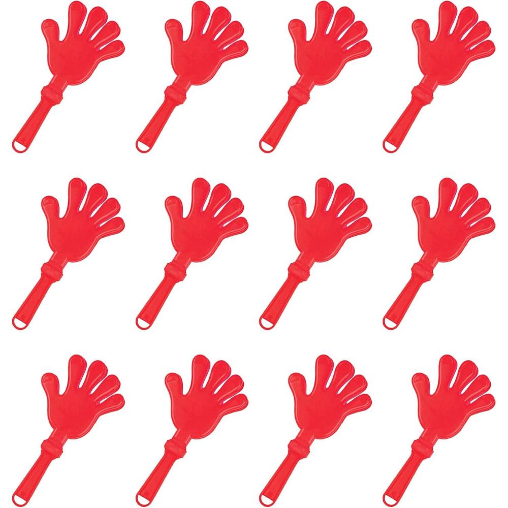 imageBeistle Pack of 12 Plastic Hand Clappers in Blue School Spirit Noise Makers for Pep Rallys Team Sports Games Birthday Party Favors Party Supplies 75quotRed