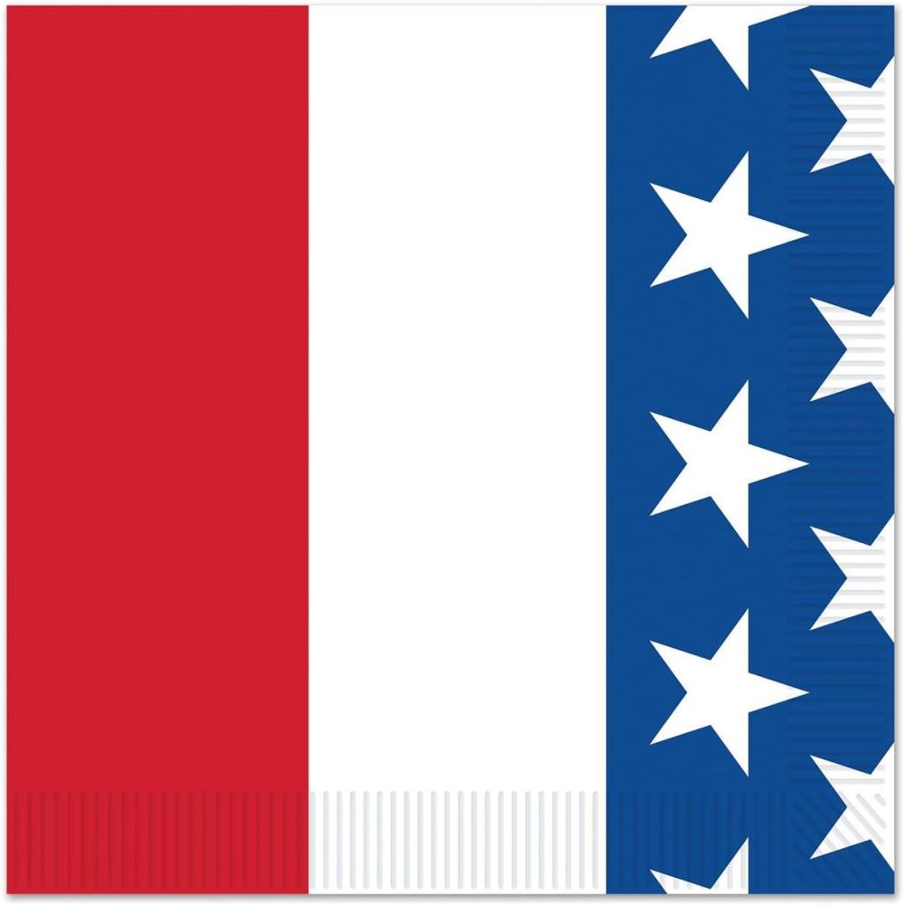 imageBeistle Patriotic Beverage Napkins 16Count 2Ply Red White and Blue American Flag Design for 4th of July Memorial Day Veterans Day Political Events and Celebrations 5 x 5