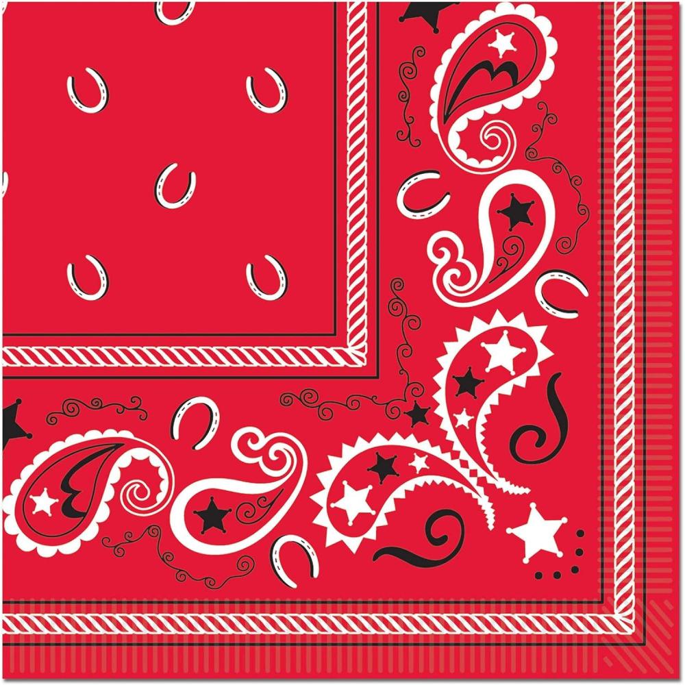 imageBeistle Red Bandana Luncheon Napkins 16 Count