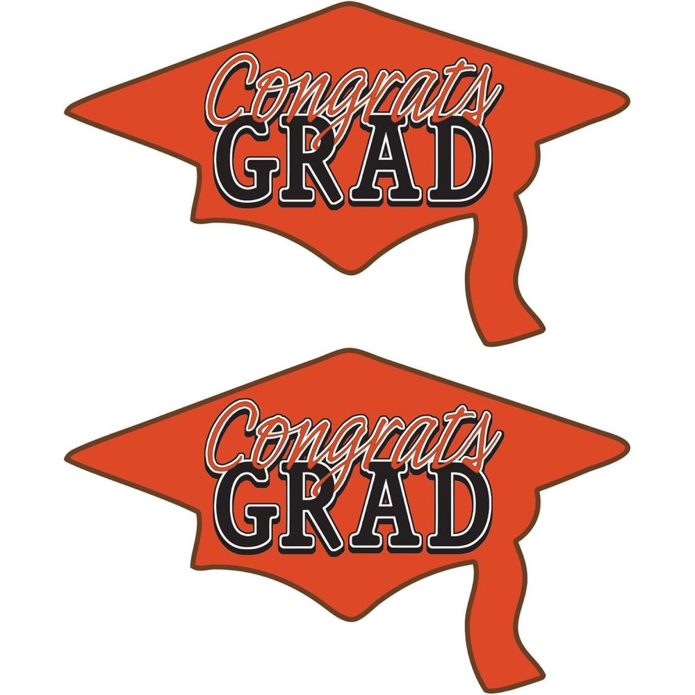 imageBeistle Red Congrats Grad Cutouts 2Count Large Graduation Cap Decorations for Celebrations High School and College Academic Achievement Party Supplies 2225 x 3675Orange