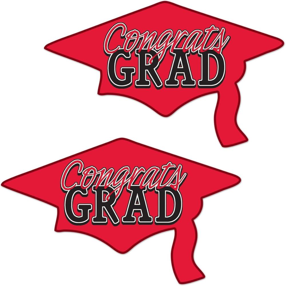 imageBeistle Red Congrats Grad Cutouts 2Count Large Graduation Cap Decorations for Celebrations High School and College Academic Achievement Party Supplies 2225 x 3675Red