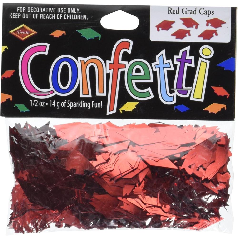 imageBeistle Red Graduation Cap Cutout Plastic Confetti1 Pack  5oz