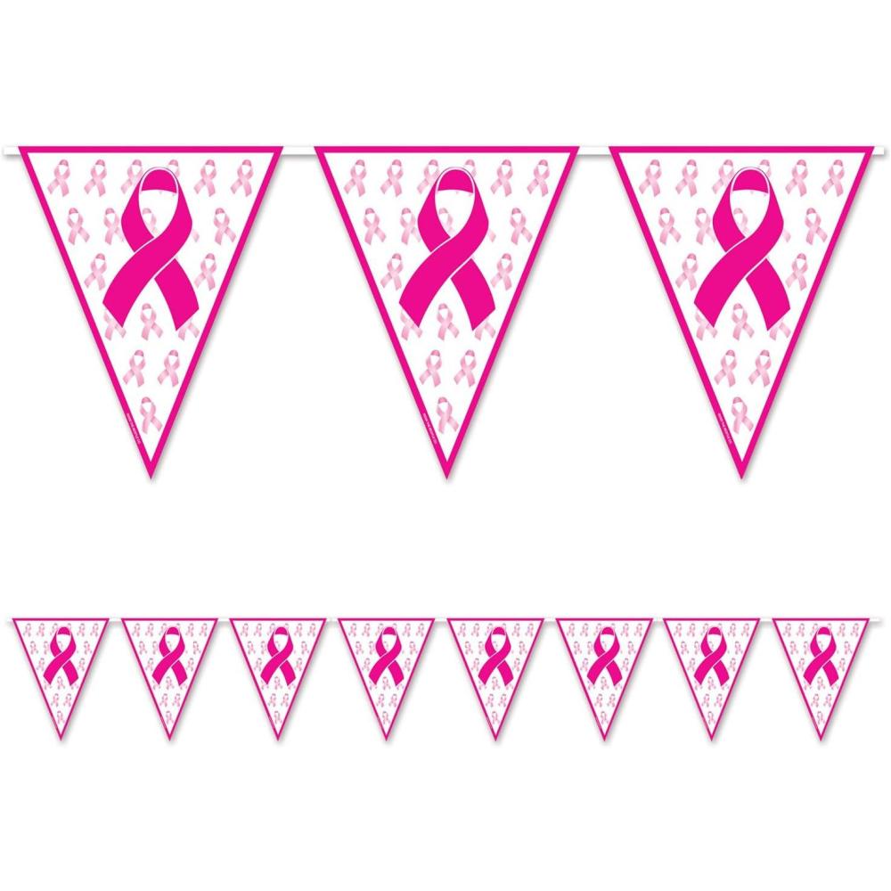 imageBeistle Ribbon Pennant Banner 11quot x 12 PinkWhite