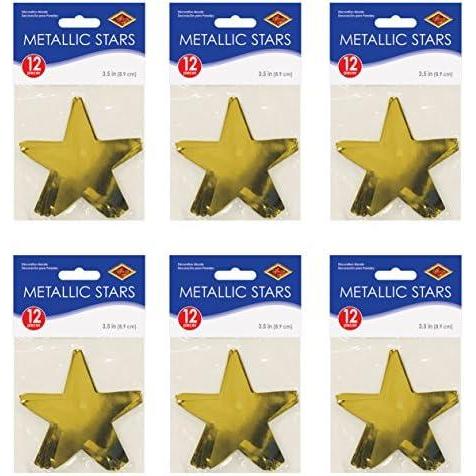 imageBeistle S57027GDAZ6 Metallic Star Cutouts 72 Piece 35quot Gold