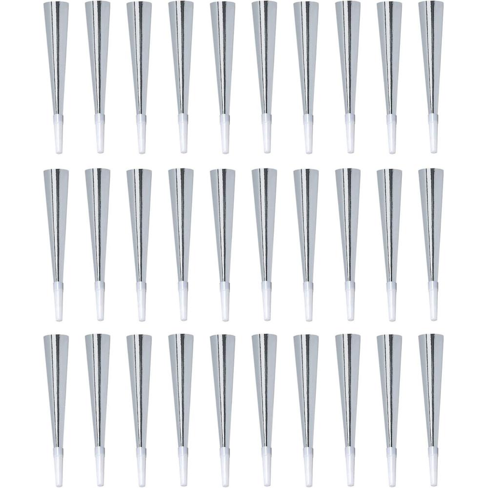 imageBeistle Silver Foil Horns  30Pack Metallic Noisemakers with Black Mouthpieces for New Years Eve Weddings Graduations Anniversaries Birthday Parties Corporate Events and Loud Celebrations 9