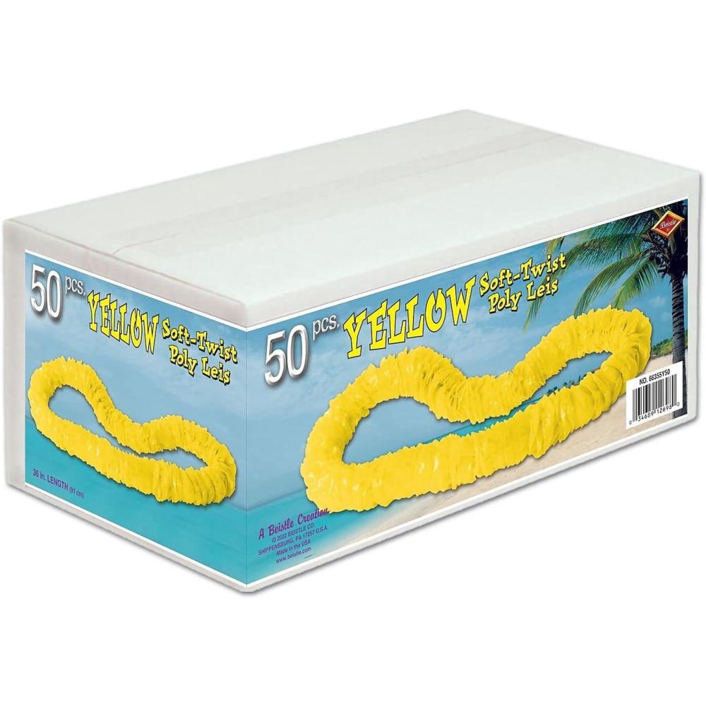 imageBeistle Soft Twist Poly Leis Yellow15inch x 36inch
