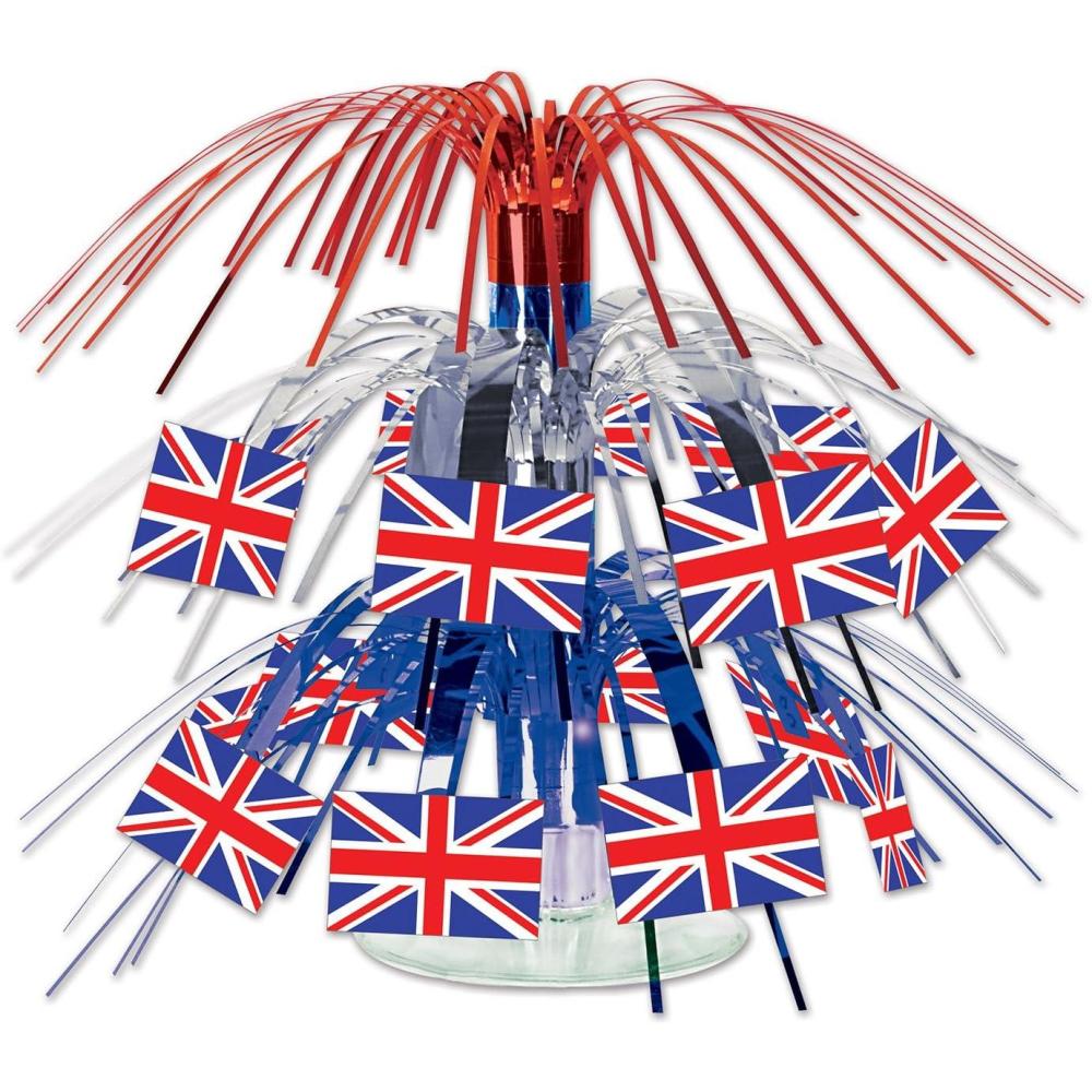 imageBeistle Union Jack Pennant Banner 11quot x 12 RedWhiteBlue59853British Flag Mini Cascade Centerpiece