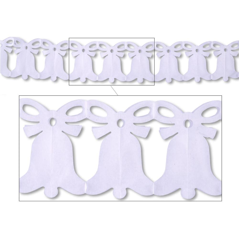 imageBeistle White Tissue Paper Westminster Bell Hanging Garland for Bridal Shower Wedding Party Decorations Supplies 8quot x 12White