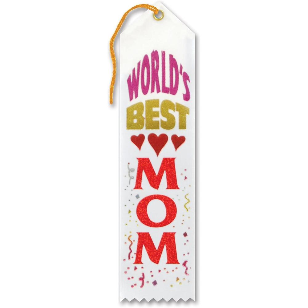 imageBeistle White quotWorlds Best Momquot Ribbon Award  1pc