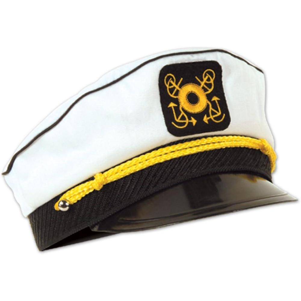 imageBeistle Yacht Captains Cap  One Size Fits Most Halloween Costume Dress Up Boat Captains Hat Boat Accessories Novelty Hat Costume Hat Nautical Themed Party SuppliesYacht Captains Cap