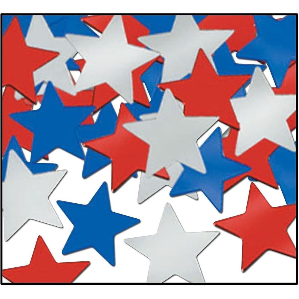 imageFanciFetti Stars red silver blue Party Accessory  1 count 1 OzPkgMulticolor