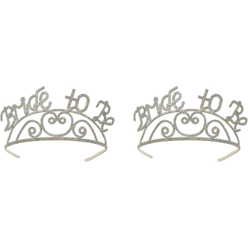 imageGlittered Bride To Be Tiara Party Accessory 1 count 1Pkg2 piece