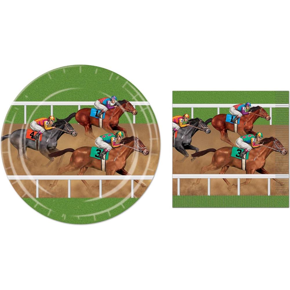 imageHorse Racing 9quot Plates 16 and Napkins 16 Bundle