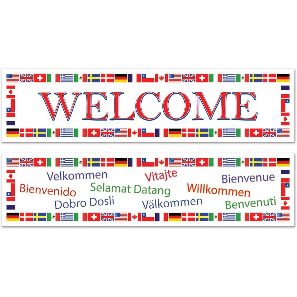 imageInternational Welcome Banners asstd designs Party Accessory 1 count 2PkgInternational Welcome Banners  2 Pack