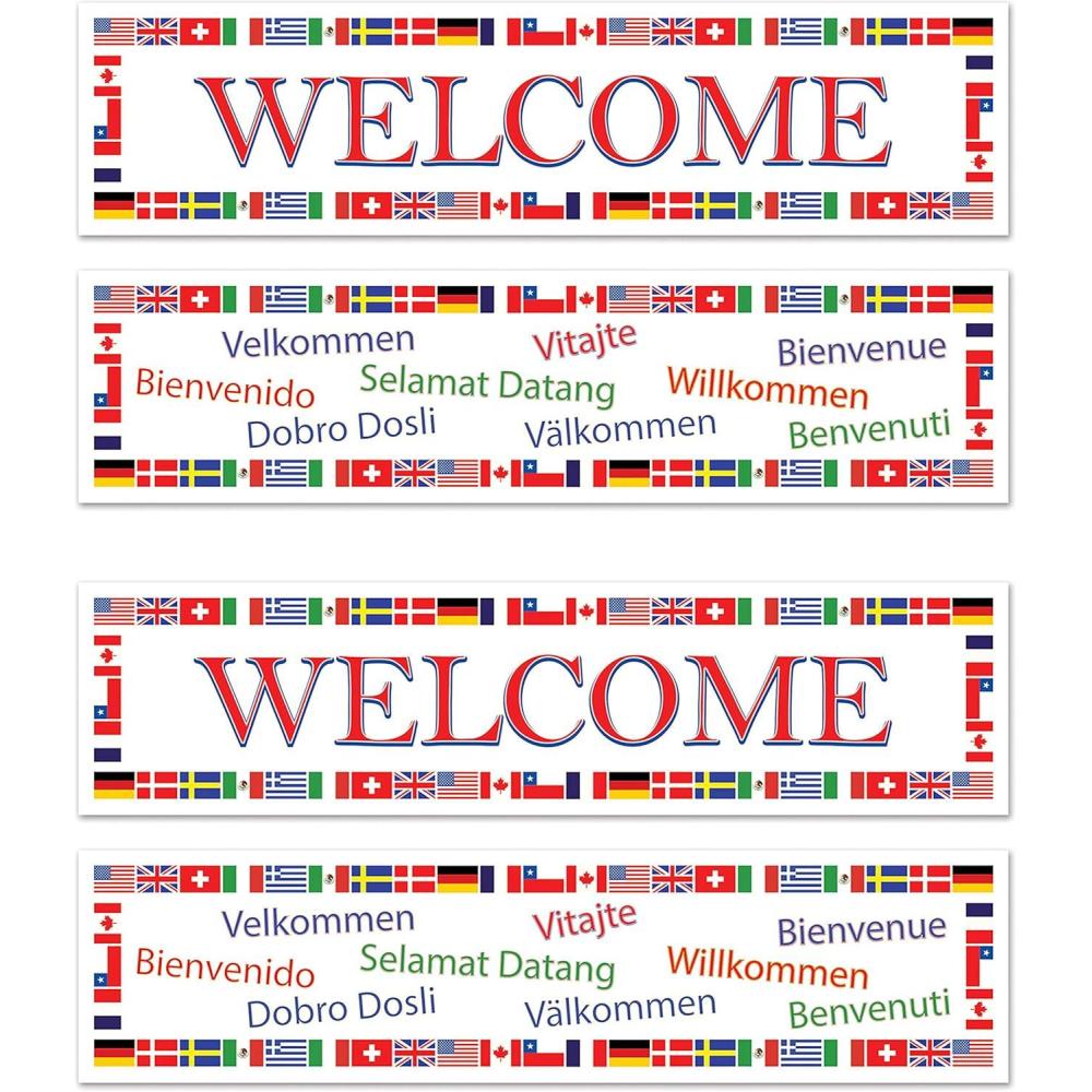 imageInternational Welcome Banners asstd designs Party Accessory 1 count 2PkgInternational Welcome Banners  4 Pack