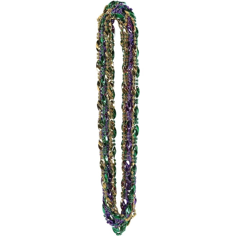 imageMardi Gras Plastic Throw Beads Necklace Assortment 100 Piece Party FavorsMardi Gras Swirl Beads 12 Pack