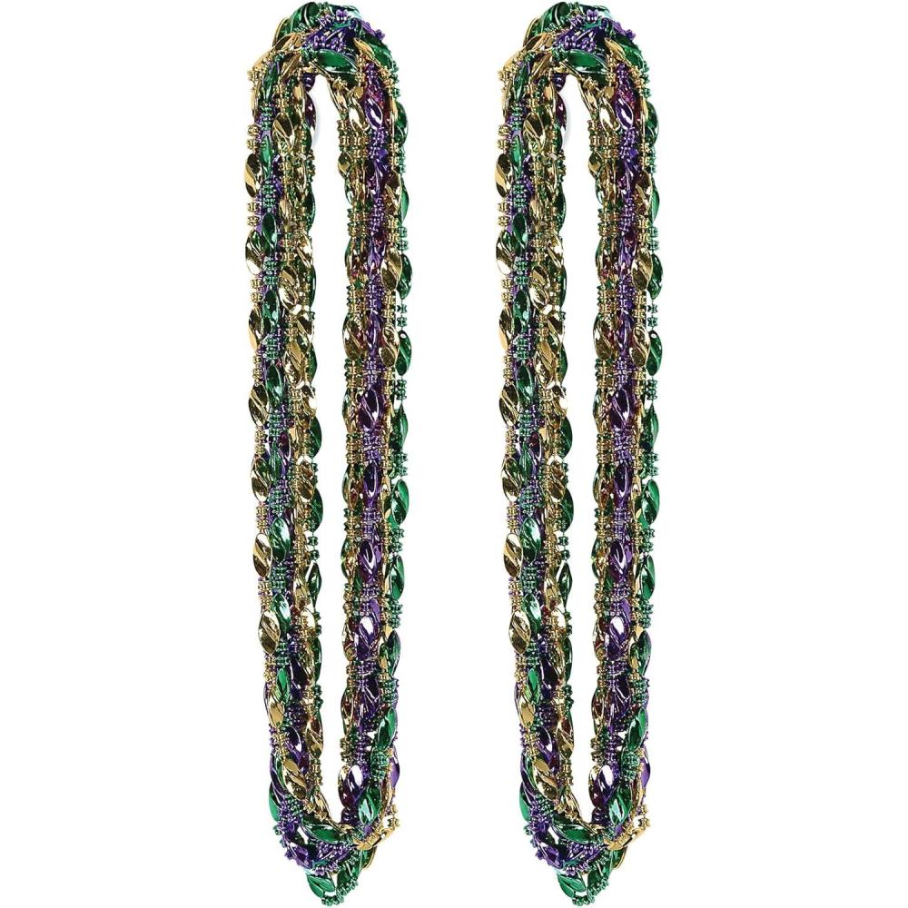 imageMardi Gras Plastic Throw Beads Necklace Assortment 100 Piece Party FavorsMardi Gras Swirl Beads 24 Pack