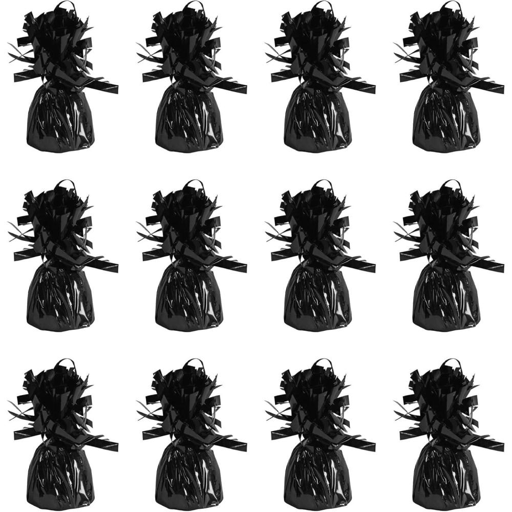 imageMetallic Wrapped Balloon Weight Pack of 12Black