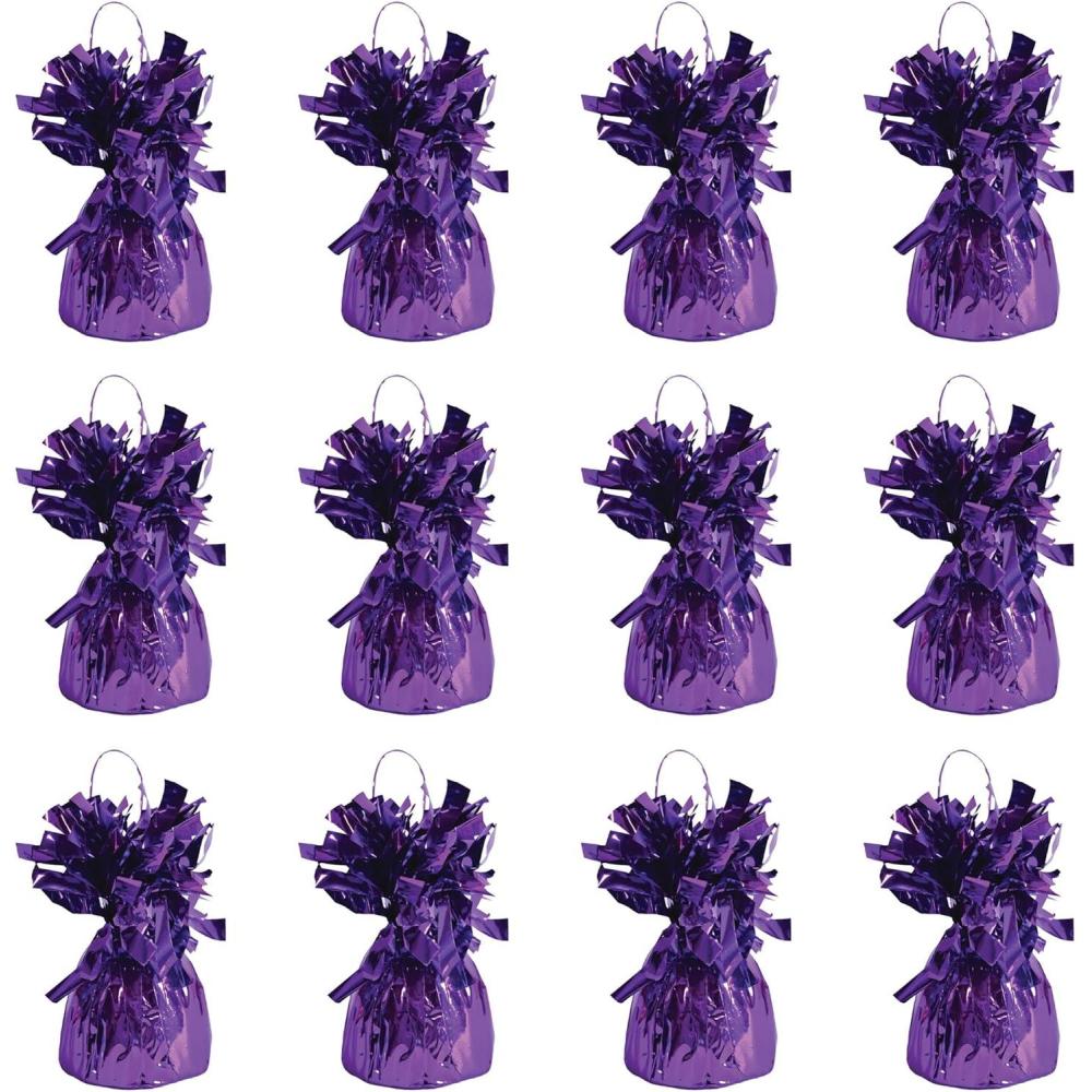 imageMetallic Wrapped Balloon Weight Pack of 12Purple