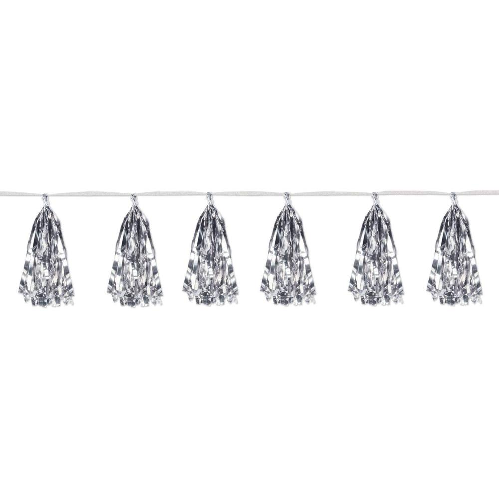 imagePink Metallic ampamp Tissue Tassel GarlandSilver