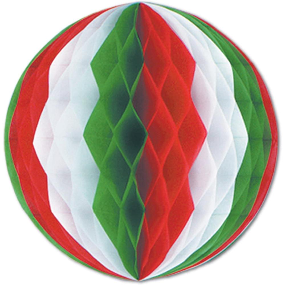 imageRed White And Green Tissue Ball Decoration
