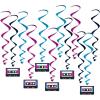 Beistle 10 Piece 80’s Theme Cassette Tape Swirls, 1980’s Retro Hanging Whirl Decorations(Cassette Tape Whirls (24-Pack))