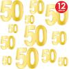 Beistle 12 Piece Gold Cardstock Paper Happy 50th Birthday Party Decorations Cut Outs for Home and Office(Foil “50” Birthday Cutouts)