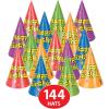 Beistle 144 Piece Balloons & Confetti Print Paper Happy Birthday Cone Hats Party Favors