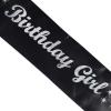Beistle 2 Piece Glittered Birthday Girl Satin Fabric Sashes for Sweet 16 and 21st Party Decorations Supplies, 33″ x 4″, Black/Silver