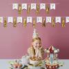 Beistle 2 Piece Metallic Plastic Gold Tassel Banners With Paper Pennants For Happy Birthday Party Decorations