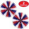 Beistle 2 Piece Red White & Blue Tissue Fans For Patriotic Theme USA 4th Of July Party Decorations, Made In USA Since 1900