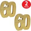 Beistle 3-D Number 60 Centerpiece, 8″ x 8″ x 1″- Gold Glittered Foam 60th Birthday Party Decoration, Milestone & Anniversary(Number 60)