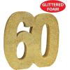 Beistle 3-D Number 60 Centerpiece, 8″ x 8″ x 1″- Gold Glittered Foam 60th Birthday Party Decoration, Milestone & Anniversary(Number 60)