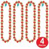 Beistle 4 Piece Fabric Rose Leis For Derby Day Party Luau Theme Hawaiian Tropical Floral Necklaces Hula Girl Accessories