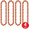 Beistle 4 Piece Fabric Rose Leis For Derby Day Party Luau Theme Hawaiian Tropical Floral Necklaces Hula Girl Accessories