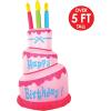 Beistle 5 FT 10 in Light-Up Jumbo Inflatable Cake Happy Birthday Party Decoration with LED Lights Blow Up Yard Décor, Indoor/Outdoor Use(Jumbo Happy Birthday Cake Inflatable)