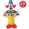 Beistle 5 FT 10 in Light-Up Jumbo Inflatable Clown Happy Birthday Party Decoration with LED Lights Blow Up Yard Decor, Indoor/Outdoor Use
