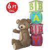 Beistle 6 FT Light-Up Jumbo Inflatable Bear & Blocks Baby Shower Decoration for Yard with LED Lights Blow Up Lawn Decor, Indoor/Outdoor Use