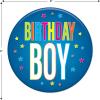 Beistle 6 Piece Birthday Boy Pinback Button Badge Pins for Party Favors Supplies, 2″, Blue/Multicolored