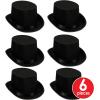 Beistle 60839-BK 6-Pack Satin Sleek Top Hat, Black